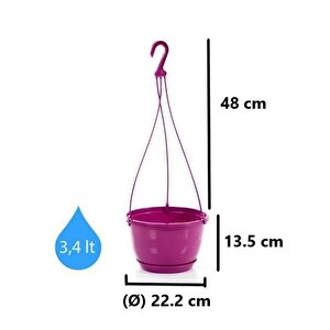 So-sm02 Safir Makrome Askılı Balkon Saksı 3.4 Lt Vişne 6 Adet