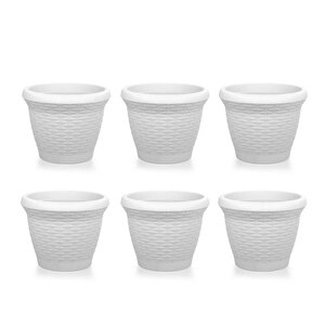 So-hs06 Plastik Hasır Desenli Saksı 42 Lt Kirli Beyaz 6 Adet