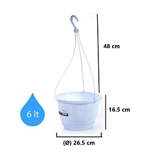 So-sm03 Safir Makrome Askılı Balkon Saksı 6 Lt Beyaz 6 Adet