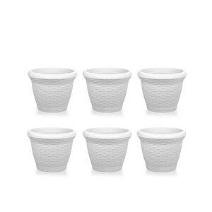 So-hs03 Plastik Hasır Desenli Saksı 10 Lt Kirli Beyaz 6 Adet
