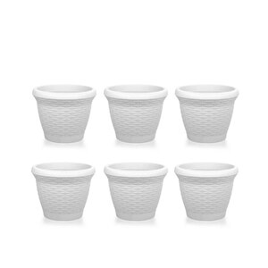 So-hs04 Plastik Hasır Desenli Saksı 15 Lt Kirli Beyaz 6 Adet