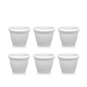 So-hs05 Plastik Hasır Desenli Saksı 25 Lt Kirli Beyaz 6 Adet