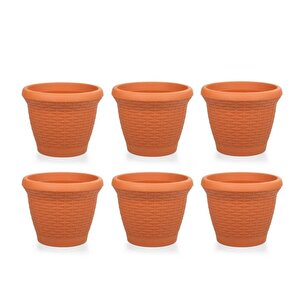 So-hs06 Plastik Hasır Desenli Saksı 42 Lt Kiremit 6 Adet