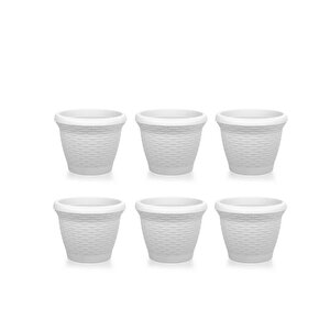 So-hs01 Plastik Hasır Desenli Saksı 3.3 Lt Kirli Beyaz 6 Adet