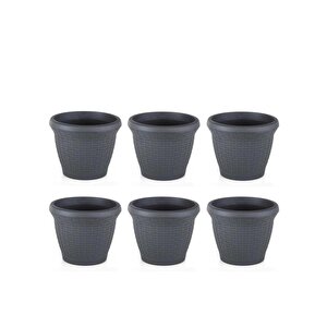 So-hs01 Plastik Hasır Desenli Saksı 3.3 Lt Antrasit 6 Adet