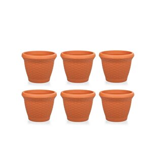 So-hs03 Plastik Hasır Desenli Saksı 10 Lt Kiremit 6 Adet