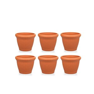 So-hs01 Plastik Hasır Desenli Saksı 3.3 Lt Kiremit 6 Adet