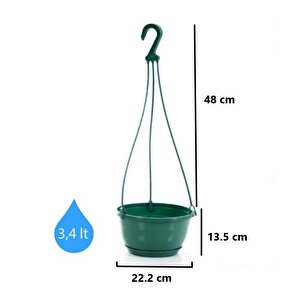 So-sm02 Safir Makrome Askılı Balkon Saksı 3.4 Lt Yeşil 6 Adet