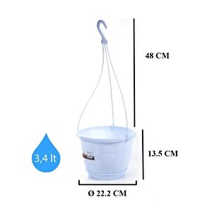 So-sm02 Safir Makrome Askılı Balkon Saksı 3.4 Lt Beyaz 6 Adet
