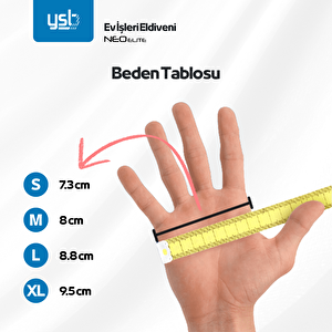 Ysb Neo Elite Ev İşleri Eldiveni Bulaşık Eldiveni Sıcak Kauçuk Su Geçirmez 9 (L)