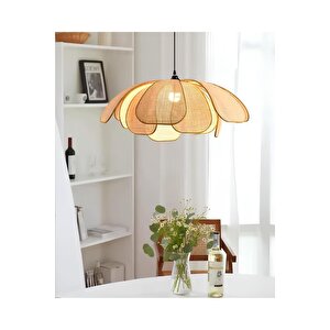 Modern Iskandinav Tasarım Bohem Rose Çiçek Sarkıt Avize Hazeran Hasır Avize Rattan Salon Avizesi
