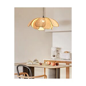 Modern Iskandinav Tasarım Bohem Rose Çiçek Sarkıt Avize Hazeran Hasır Avize Rattan Salon Avizesi