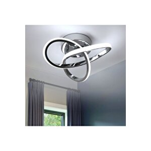 Modern Plafonyer Salon Mutfak Oturma Odası Avize Boomerang Led Avize Krom Beyaz Işık Ledli Avize