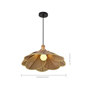 Modern Nordic Tasarım Bamboo Avize Hasır Avize Yonca 1.sınıf Kalite 600mm Çap Naturel Ferahlık Katar