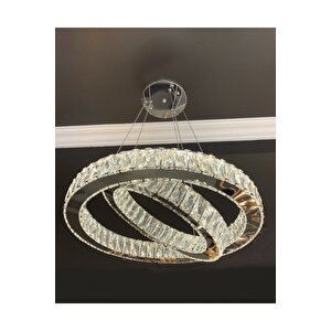 Luxury Modern Kristal Taşlı Sarkıt Led Avize Krom Kumandalı 3 Renk