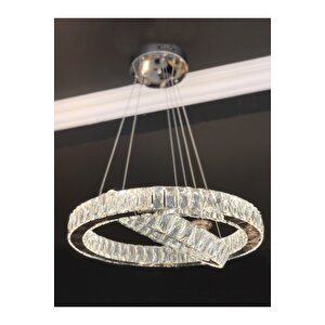 Luxury Modern Kristal Taşlı Sarkıt Led Avize Krom Kumandalı 3 Renk