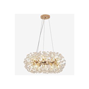 Luxury Exclusive Collection Modern Kristal Taşlı Sarkıt Avize Gold Sarı 50 Cm Çap