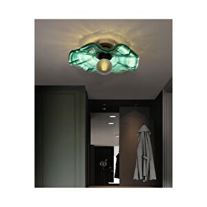 Luxury Modern Tasarım 1 Adet Yeşil Renkli Kristal Cam Flower Çiçek Tekli Tavan Avize Eskitme Gold