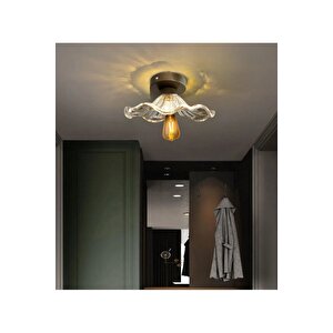 Luxury Modern Tasarım 1 Adet Şeffaf Renkli Kristal Cam Flower Çiçek Tekli Tavan Avize Eskitme Gold