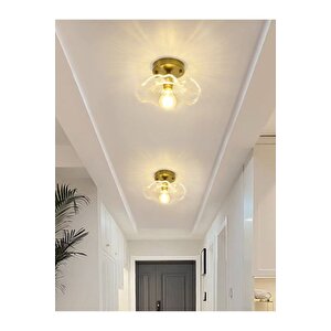 Luxury Modern Tasarım 1 Adet Şeffaf Renkli Kristal Cam Flower Çiçek Tekli Tavan Avize Eskitme Gold