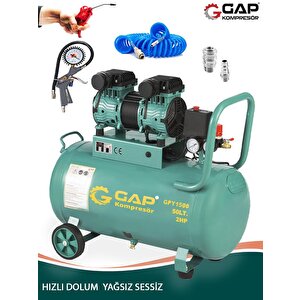 Germany Stle Gp 50 Litre Sessiz Yağsız Hızlı Dolum 2 Hp Kompresör Lastik Şişirme Hava Hortumu Setli