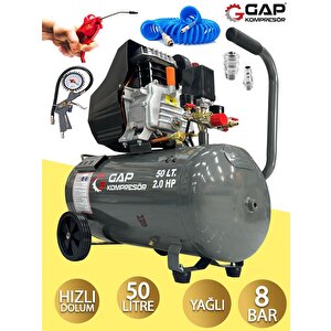 Gap 2 Hp Profesyonel Hızlı Motor 50 Lt Hava Kompresörü Setli