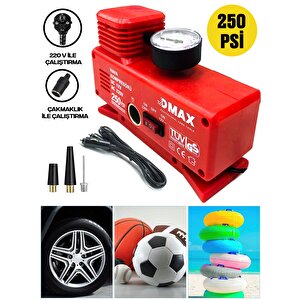 Dmax Seri̇ 220 Volt-12 Volt 250 Psi Psi Kompresör Lastik Hava Şişirme Oto Pompası