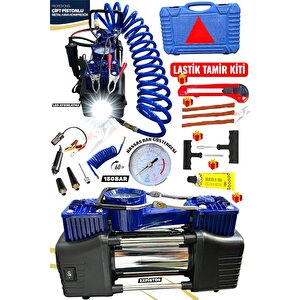 Çift Silindirli Lastik Şişirme Oto Kamyon 12v 150 Psi Ağır Hizmet Tipi Çantalı Hava Kompresörü