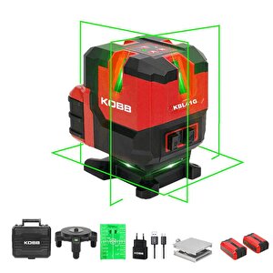 Kbl41g 30metre 4x90⁰/1x360⁰ Otomatik Hizalamalı Li-ion Çift Akülü Profesyonel Yeşil Çapraz Çizgi Lazer Distomat