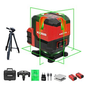 Kbl41gtp 30m 4x90⁰/1x360⁰ Otomatik Hizalamalı Li-ion Çift Akü Profesyonel Yeşil Çizgi Lazer Distomat + Tripod