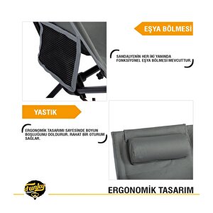 Sky Ultralight Katlanabilir Kamp Sandalyesi Gri 4 Adet