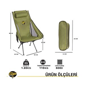 Sky Ultralight Katlanabilir Kamp Sandalyesi Haki 4 Adet