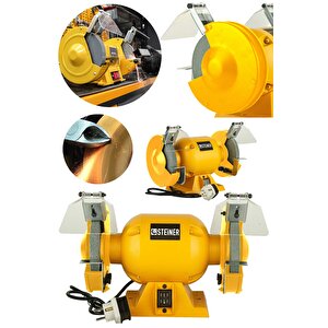 Alman 175 Mm Turbo 4000 Watt Çark Motoru Zımpara Balta Bıçak Bileme Makinesi Taş Motoru Taşlama Sarı