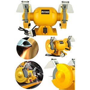 Alman 175 Mm Turbo 4000 Watt Çark Motoru Zımpara Balta Bıçak Bileme Makinesi Taş Motoru Taşlama Sarı