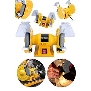 Alman 150 Mm Turbo 3800 Watt Çark Motoru Zımpara Balta Bıçak Bileme Makinesi Taş Motoru Taşlama Sarı