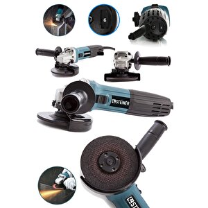 Germany Technology 2400 W 125mm Professional 6 Kademe Devir Ayarlı Avuç Içi Taşlama Makinesi