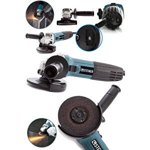 Germany Technology 2400 W 125mm Professional 6 Kademe Devir Ayarlı Avuç Içi Taşlama Makinesi