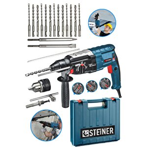 Alman 4000 Watt Profesyonel Kırıcı Delici Hilti Darbeli Matkap Gri + 15 Adet Uç + Mandren