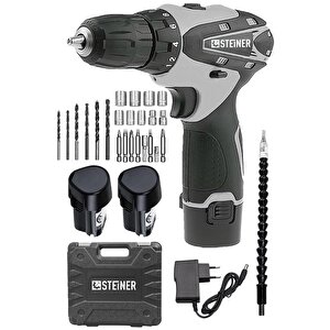 Germany Technology 36 V Metal Şanzıman Çift Akülü Şarjlı Vidalama Matkap + 24 Parça Set
