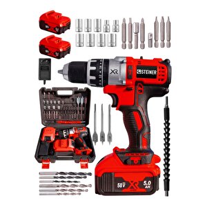 Germany Technology Darbeli 58 V 5 Ah Red Xr Li-ion Çift Akülü Şarjlı Vidalama Matkap Pro Set