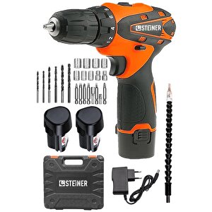 Germany Technology 36 V Metal Şanzıman Çift Akülü Şarjlı Vidalama Matkap + 24 Parça Set
