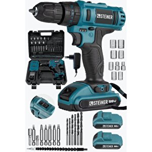 Germany Technology Darbeli 56 V 5 Ah Bakır Sargılı Çift Akülü Şarjlı Vidalama Matkap Mvi Set