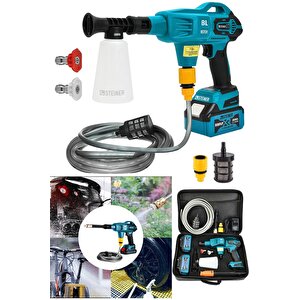 Alman 999 Vf 20 Ah 100 Bar Kömürsüz Şarjlı Oto Yıkama Makinesi Çift Akülü Bahçe Yıkama Makinası