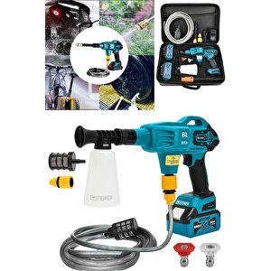 Alman 999 Vf 20 Ah 100 Bar Kömürsüz Şarjlı Oto Yıkama Makinesi Çift Akülü Bahçe Yıkama Makinası