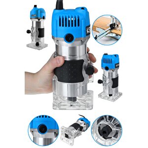 Alman 3000 Watt 6 Kademe Devir Ayarlı Formika Traşlama Freze Makinesi 6 Mm Pens