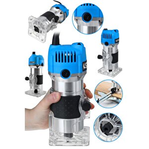 Alman 3000 Watt 6 Kademe Devir Ayarlı Formika Traşlama Freze Makinesi 6 Mm Pens