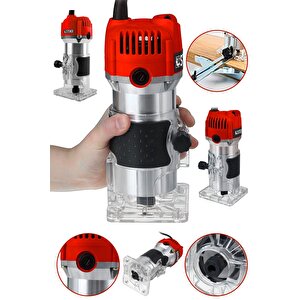 Alman 3000 Watt 6 Kademe Devir Ayarlı Formika Traşlama Freze Makinesi 6 Mm Pens