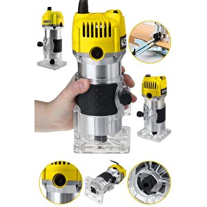 Alman 3000 Watt 6 Kademe Devir Ayarlı Formika Traşlama Freze Makinesi 6 Mm Pens