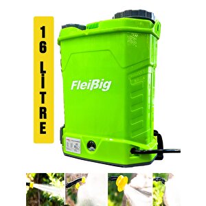 Flebig Turbo Karıştırıcılı 16 Lt Şarjlı Sırt Tipi İlaç Pompası Akülü İlaçlama Makinesi