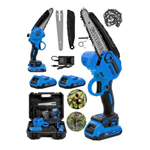 Alman 198 Vf 10 Ah 25 Cm Bakır Sargılı Akülü Dal Kesme Budama Testere Bıçkı Makinesi Mavi